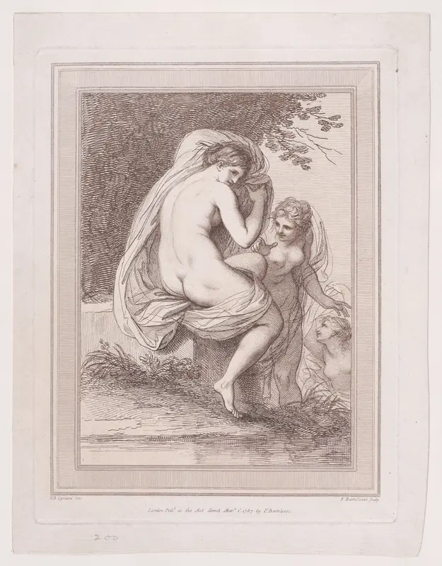 Three Nymphs Bathing Wall Art by Francesco Bartolozzi - High-Resolution Digital Print