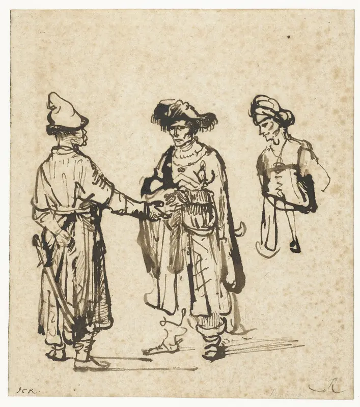 Three Orientals Conversing Wall Art by Rembrandt van Rijn - High-Resolution Digital Print