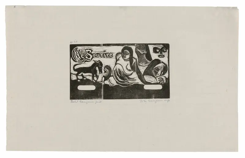 Three People, a Mask, a Fox and a Bird, headpiece forLe sourire