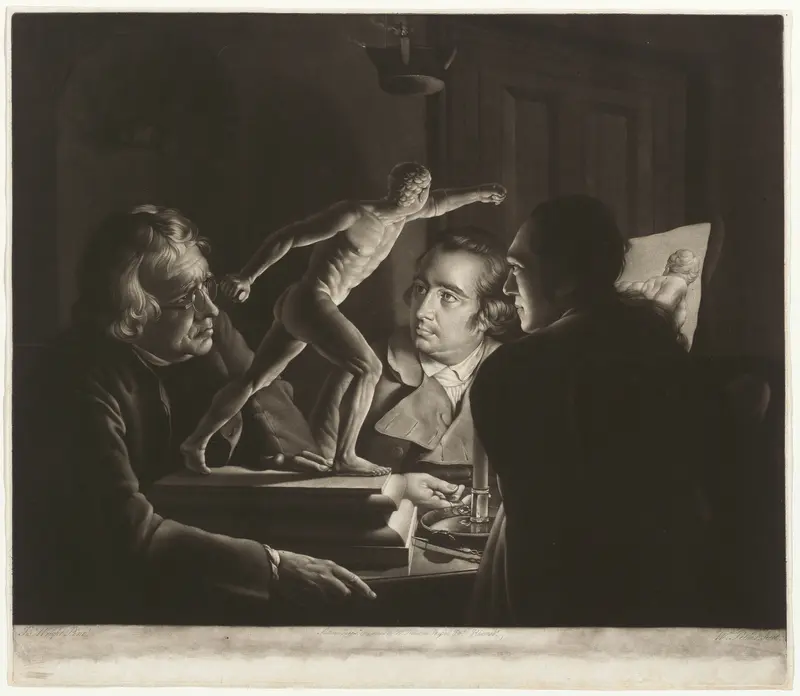 Three Persons Viewing the Gladiator by Candlelight