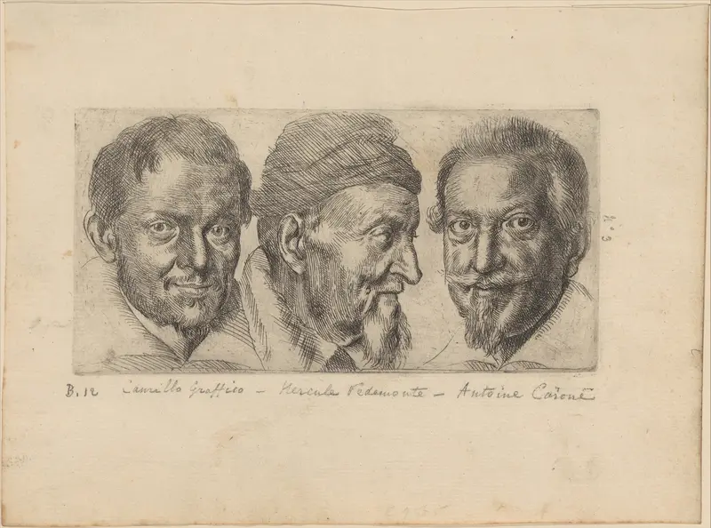 Three portraits possibly representing Camillo Graffico, Ercole Pedemonte and Antonio Carone Wall Art by Ottavio Leoni (Il Padovano) - High-Resolution Digital Print