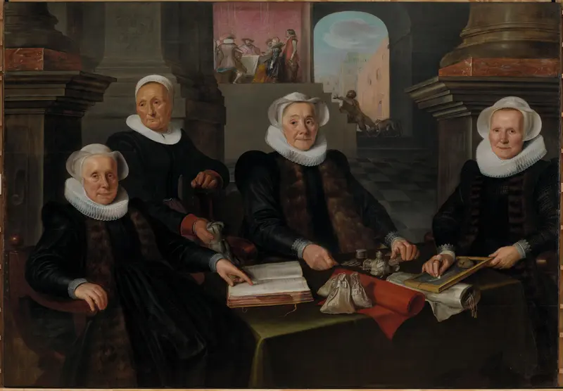 Three Regentesses and the ‘House Mother’ of the Amsterdam Lepers’ Asylum Wall Art by Werner van den Valckert - High-Resolution Digital Print