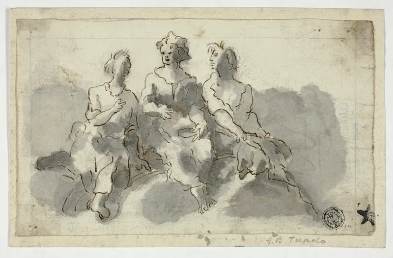 Three Seated Figures (recto); Seated Man in Profile (verso) Wall Art by Unknown Italian - High-Resolution Digital Print