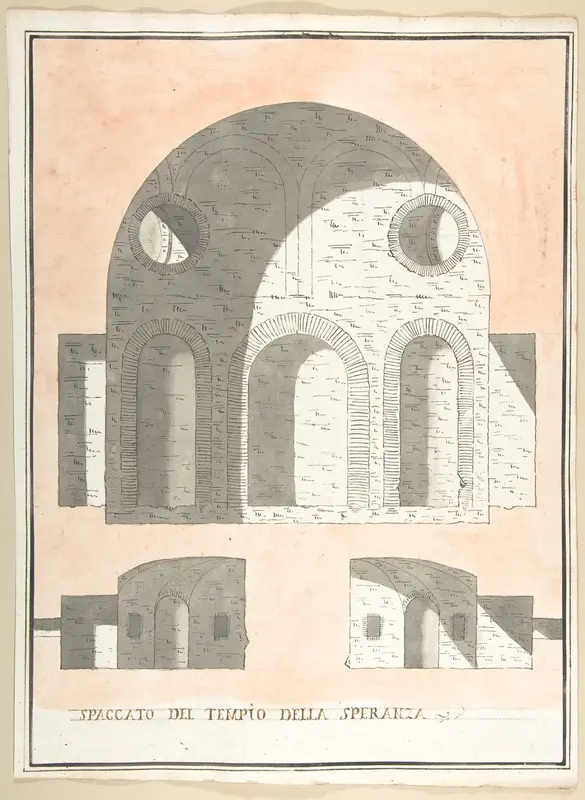 Three Sections of the Tempio della Speranza Wall Art by Pietro Paolo Coccetti (Cocchetti) - High-Resolution Digital Print