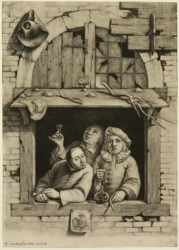 Three Smokers at a Window Wall Art by Nicolas van Haften - High-Resolution Digital Print