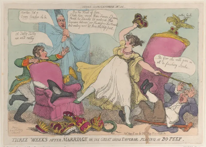 Three Weeks After Marriage, or the Great Little Emperor Playing at Bo-Peep Wall Art by Thomas Rowlandson - High-Resolution Digital Print