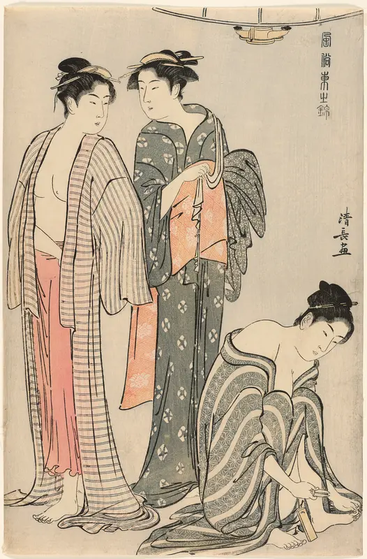 Three Women after a Bath, from the series "A Brocade of Eastern Manners (Fuzoku Azuma no nishiki)"
