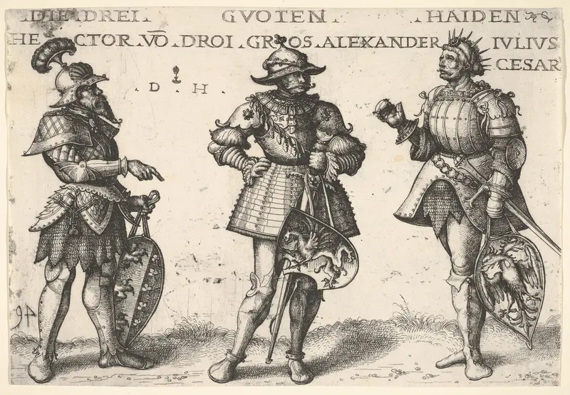 Three Worthy Pagans: Hector, Alexander the Great, and Julius Caesar Wall Art by Daniel Hopfer - High-Resolution Digital Print