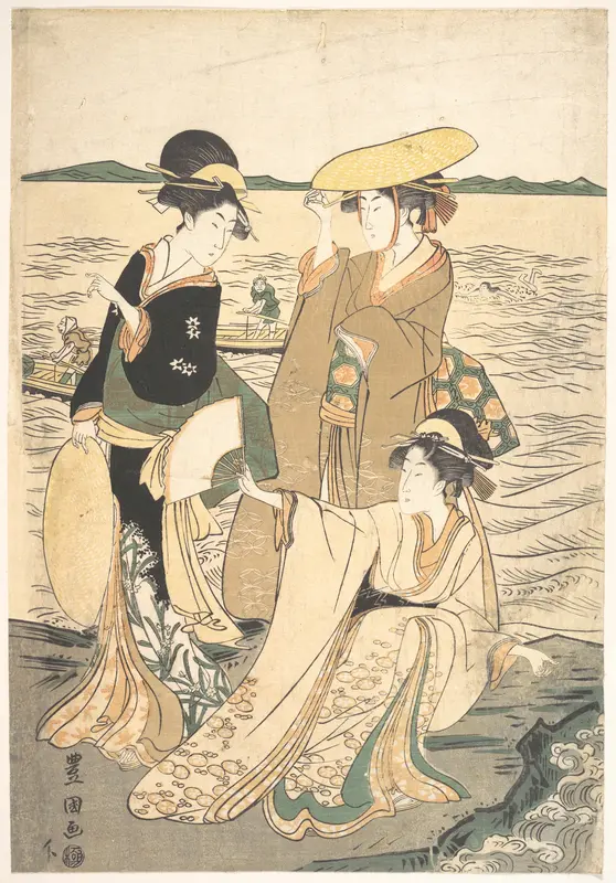 Three Young Ladies by the Seashore
