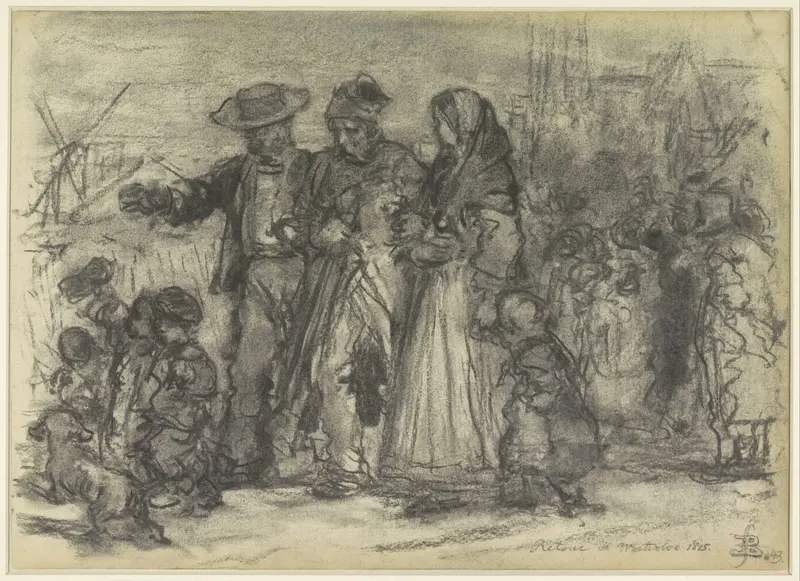 Thuiskomst van een oude soldaat, na de slag bij Waterloo Wall Art by Eugène François de Block - High-Resolution Digital Print