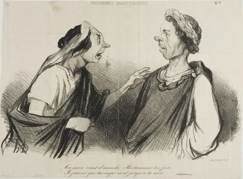 “Thy hand cometh to slay Britannicus, thy brother. I foresee thy blows will soon hit thy mother,” plate 7 from Physionomies Tragico-Classiques