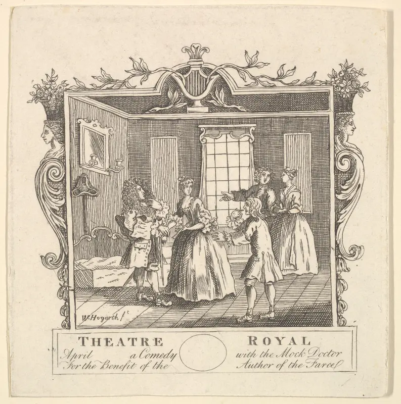 Ticket for Fielding's The Mock Doctor Wall Art by William Hogarth - High-Resolution Digital Print