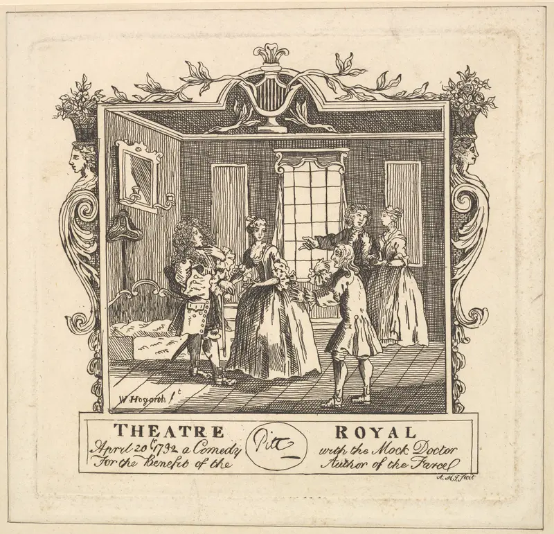 Ticket for Henry Fielding's The Mock Doctor Wall Art by William Hogarth - High-Resolution Digital Print