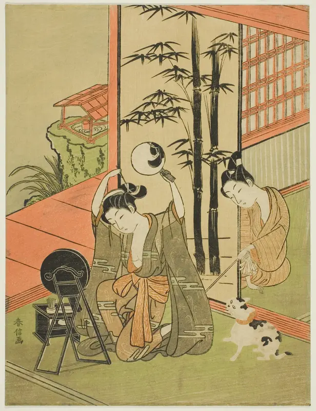 Tickling her foot Wall Art by Suzuki Harunobu - High-Resolution Digital Print