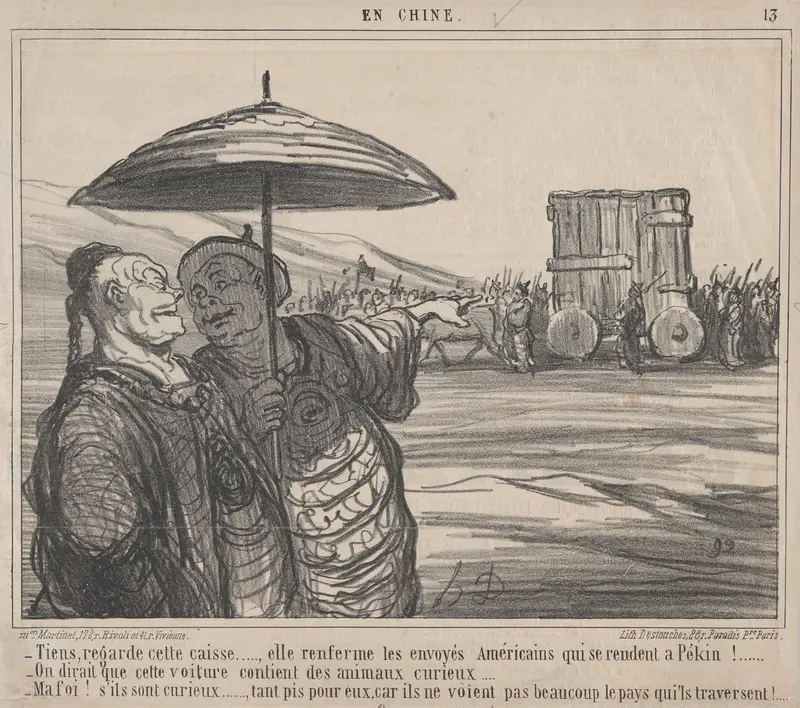 Tiens, regarde cette caisse...., elle renferme les envoyés Américains qui se rendent a Pékin!...., from En Chine, published in Le Charivari, October 4, 1859 Wall Art by Honoré Daumier - High-Resolution Digital Print