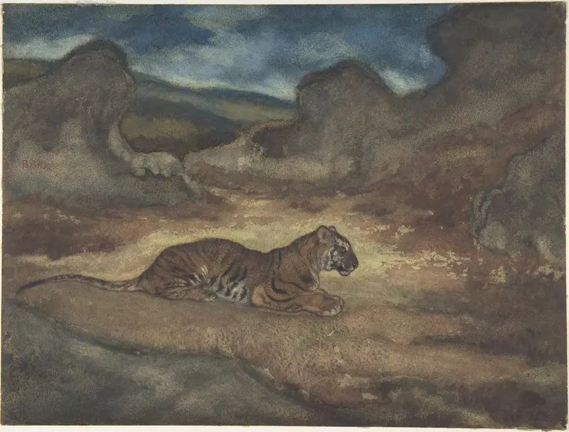 Tiger in Landscape Wall Art by Antoine-Louis Barye - High-Resolution Digital Print