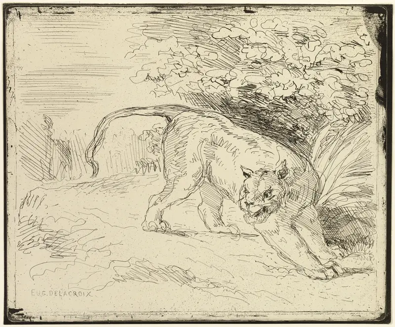 Tiger Ready to Spring Wall Art by Eugène Delacroix - High-Resolution Digital Print