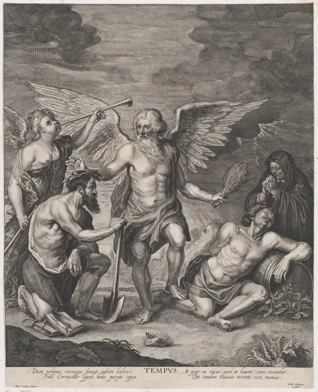 Time crowning Employment and punishing Idleness Wall Art by Antoine Couchet - High-Resolution Digital Print