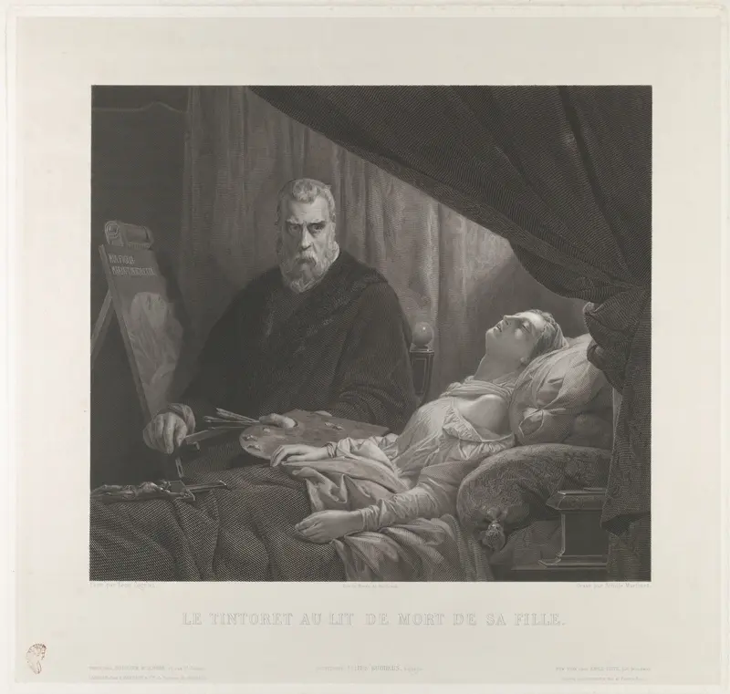 Tintoretto at His Daughter's Deathbed Wall Art by Achille Martinet - High-Resolution Digital Print