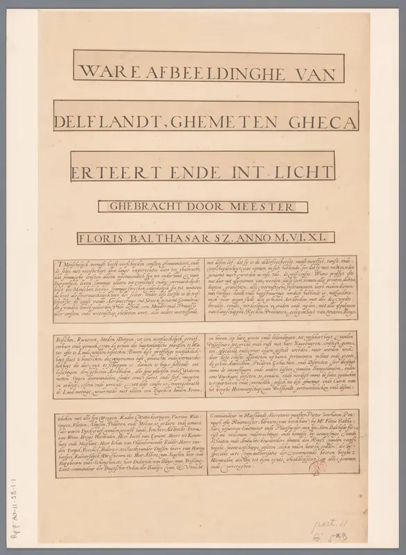 Titel en tekst bij Floris Balthasarsz. van Berckenrodes kaart van het Hoogheemraadschap van Delfland Wall Art by Balthasar Florisz. van Berckenrode - High-Resolution Digital Print