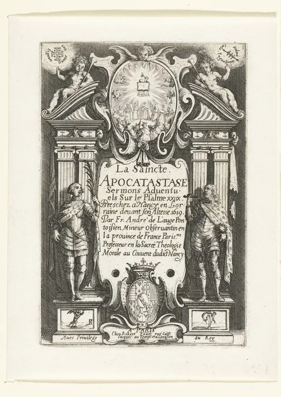 Titelblad voor André de l'Auges 'La Saincte Apocatastase' Wall Art by Jacques Callot - High-Resolution Digital Print