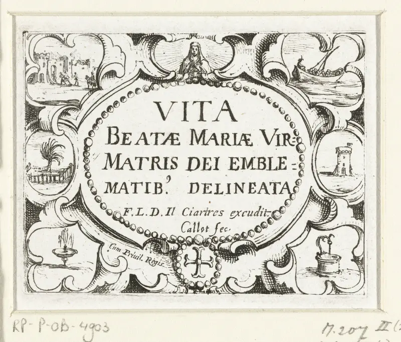Titelblad voor de embleemserie 'Leven van Maria in emblemen' Wall Art by Unknown - High-Resolution Digital Print