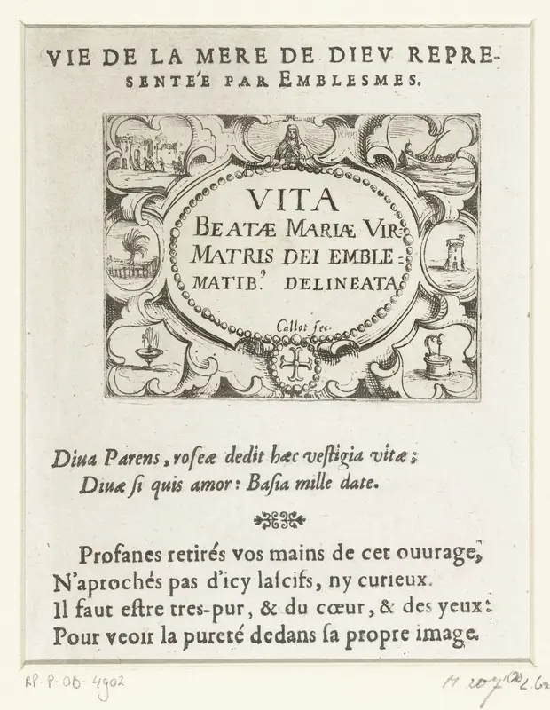 Titelblad voor de embleemserie 'Leven van Maria in emblemen' Wall Art by Anthoine Charlot - High-Resolution Digital Print