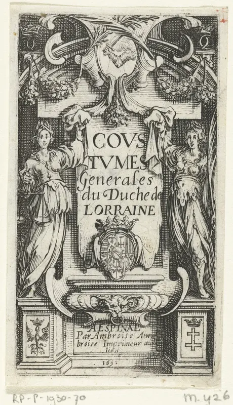 Titelblad voor het boek 'Coustumes Generales du Duche de Lorraine' Wall Art by Jacques Callot - High-Resolution Digital Print