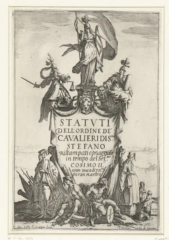 Titelblad voor het boek 'Statuti dell'ordine de' Cavalieri di Santo Stefano' Wall Art by Pietro Cecconcelli - High-Resolution Digital Print
