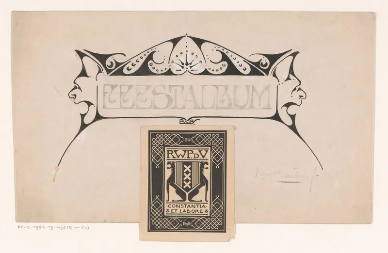 Titelhoofd voor een feestalbum en uitgeversvignet van R.W.P. de Vries (1841-1919) Wall Art by Unknown - High-Resolution Digital Print