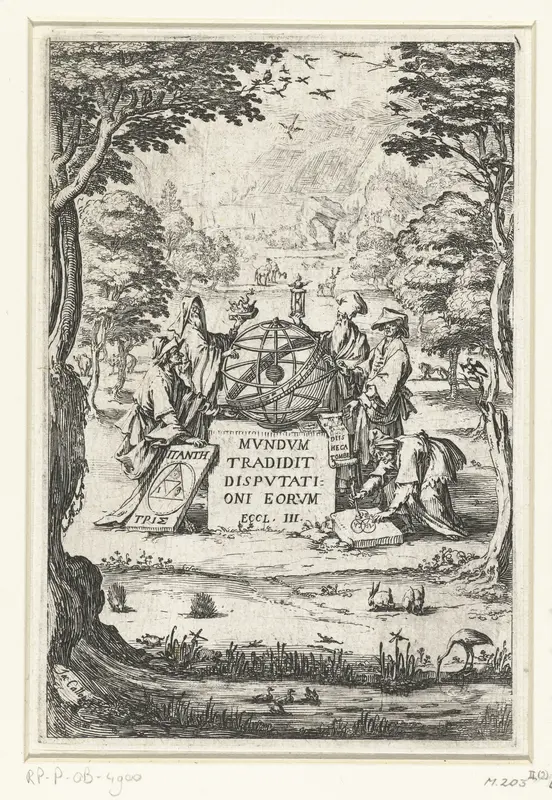 Titelpagina met wijzen om een hemelglobe Wall Art by Unknown - High-Resolution Digital Print