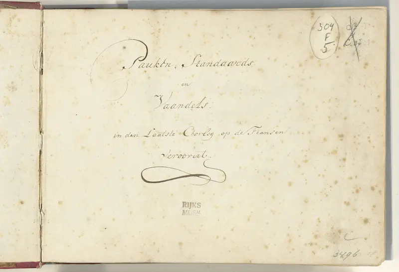 Titelpagina voor: Pauken, Standaards en Vaandels in den Laaste Oorlog op de Fransen veroovert, ca. 1713-1720 Wall Art by anonymous - High-Resolution Digital Print