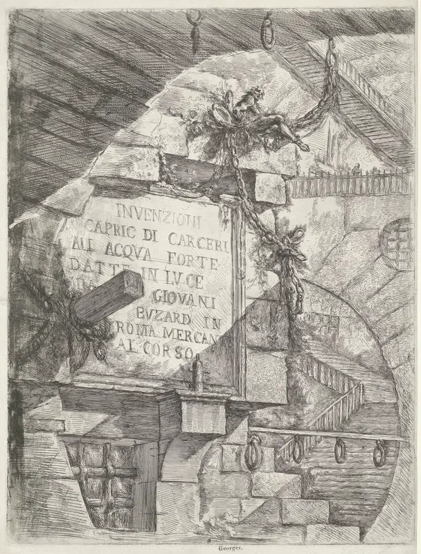Titelprent met gezicht in kerker en titel op muur Wall Art by Unknown - High-Resolution Digital Print