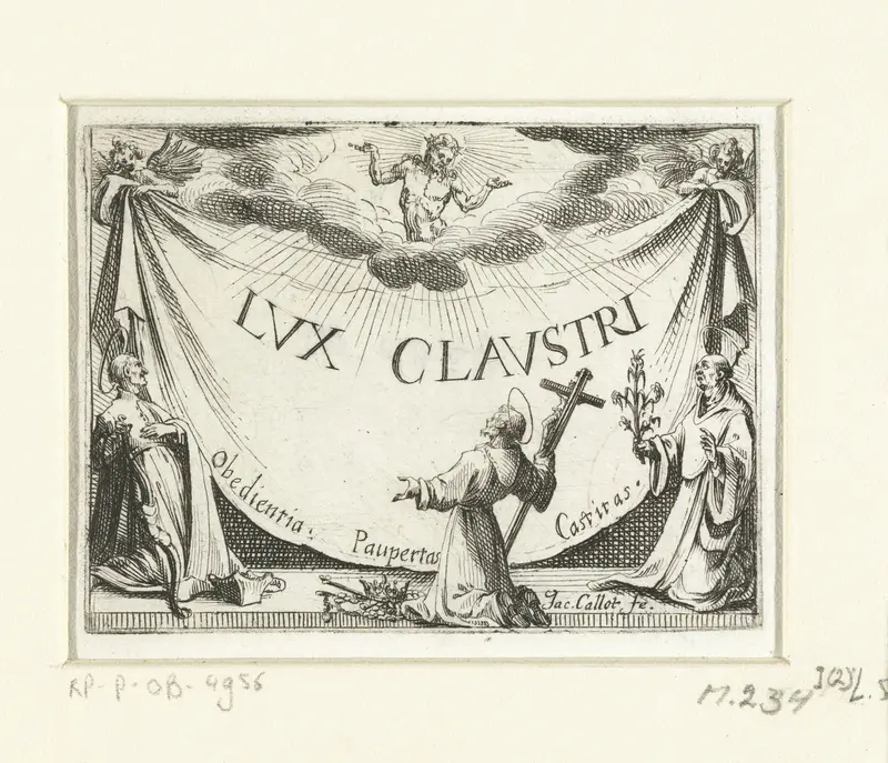 Titelprent voor de embleemserie 'Kloosterleven in emblemen' Wall Art by Unknown - High-Resolution Digital Print