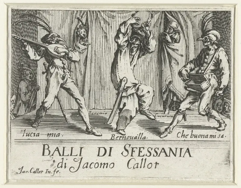 Titelprent voor de prentserie 'Balli di Sfessania'/'Dansen van Sfessania' Wall Art by Unknown - High-Resolution Digital Print