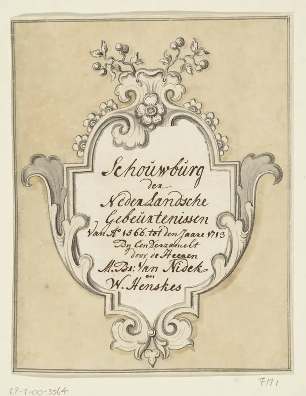Titelvignet voor de verzameling van historieplaten van M. Broerius van Nidek en W. Henskes Wall Art by anonymous - High-Resolution Digital Print