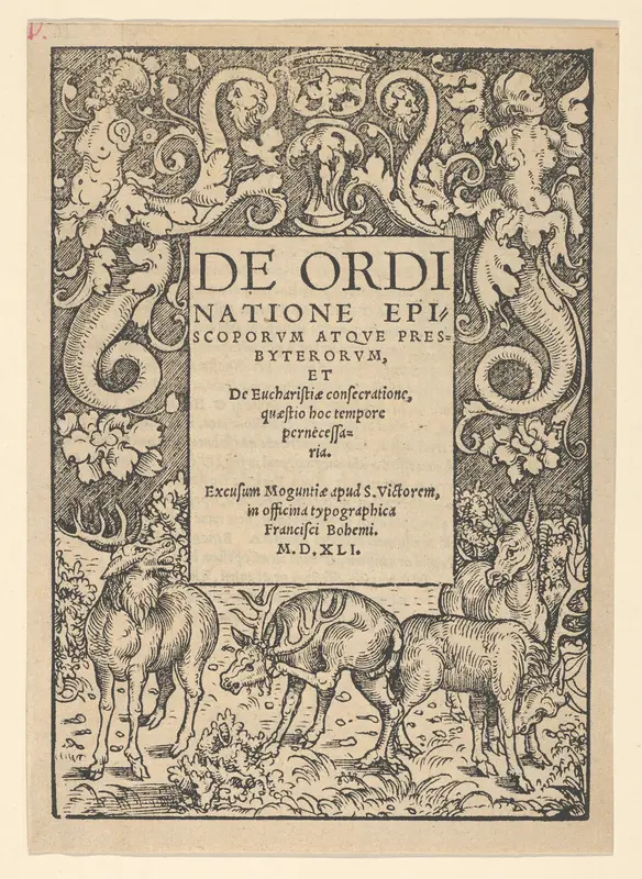 Title-Boarder with Three Stags and a Hind Wall Art by Hans Cranach - High-Resolution Digital Print