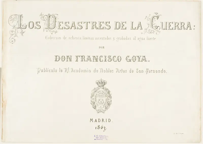 Title Page and biographical introduction for The Disasters of War Wall Art by Francisco José de Goya y Lucientes - High-Resolution Digital Print