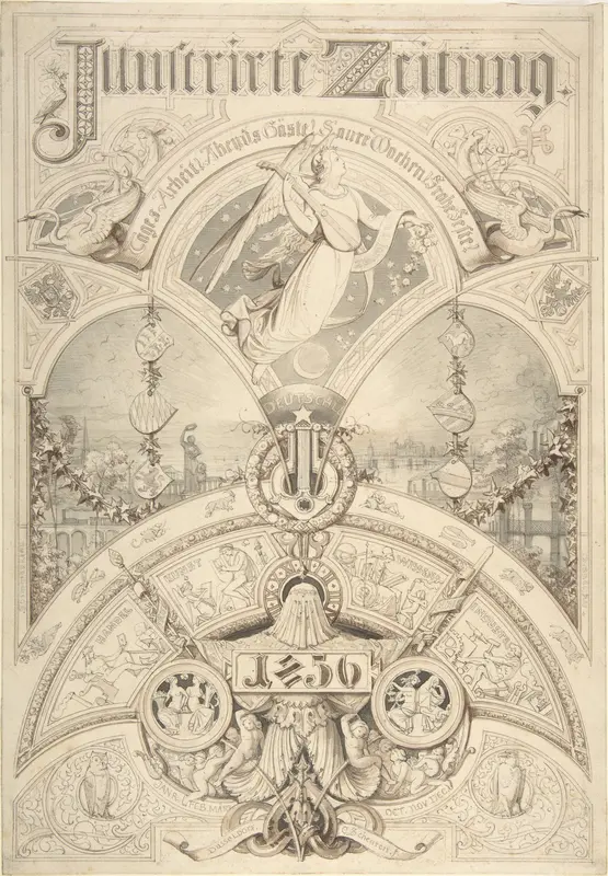 Title Page for "Illustrirte Zeitung 1856" Wall Art by Johann Caspar Nepomuk Scheuren - High-Resolution Digital Print