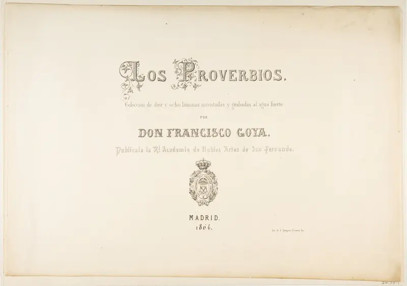 Title page for "Los Proverbios" (Disparates) Wall Art by Goya (Francisco de Goya y Lucientes) - High-Resolution Digital Print