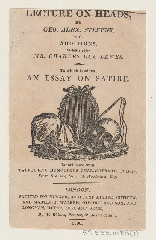 Title page, from "A Lecture on Heads" by George Alexander Stevens Wall Art by Thomas Rowlandson - High-Resolution Digital Print
