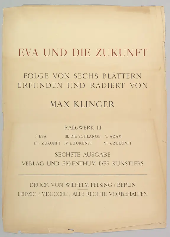 Title Page from Eva und die Zukunft (Rad.-Werk III) Wall Art by Max Klinger - High-Resolution Digital Print