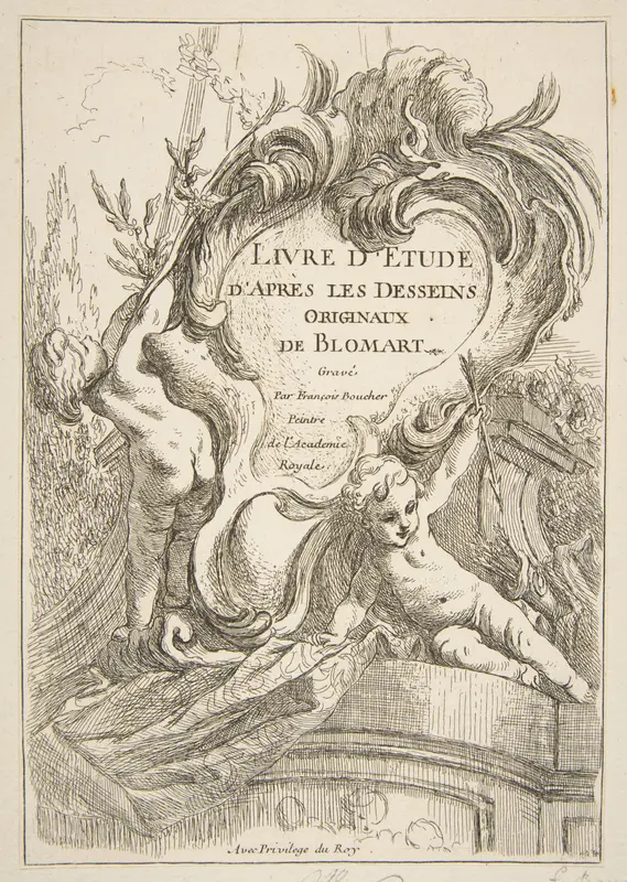 Title Page, from "Livre d’étude d’après les desseins originaux de Blomart" Wall Art by François Boucher - High-Resolution Digital Print