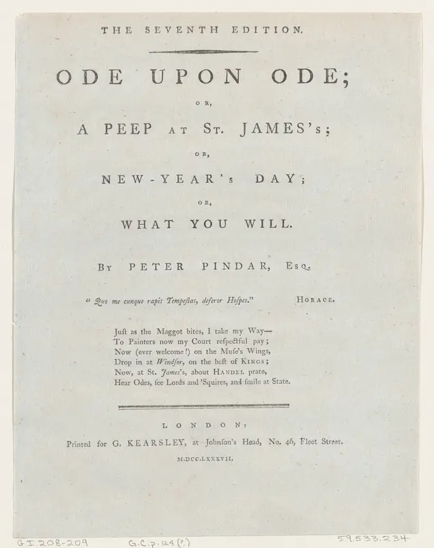 Title Page, from Ode Upon Ode by Peter Pindar Wall Art by George Kearsley - High-Resolution Digital Print