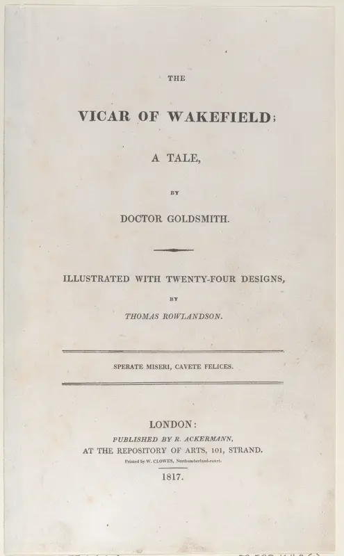 Title page, from "The Vicar of Wakefield" Wall Art by Thomas Rowlandson - High-Resolution Digital Print