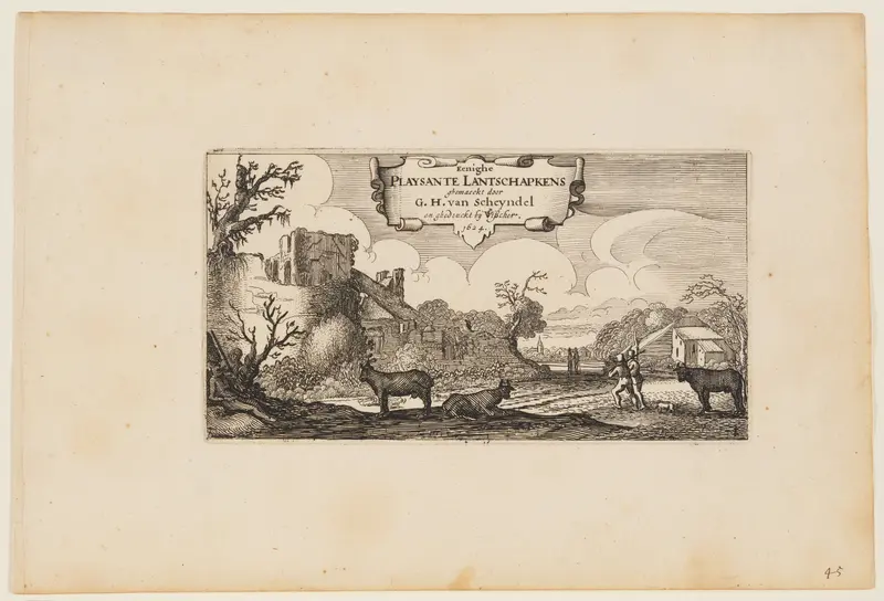 Title Page, from Twelve landscapes with Figures Wall Art by Gillis van Scheyndel - High-Resolution Digital Print