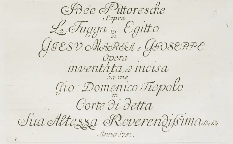 Title Page to The Flight into Egypt Wall Art by Giovanni Domenico Tiepolo - High-Resolution Digital Print