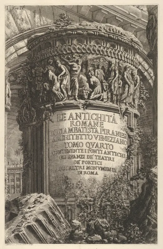 Title page: Volume IV, "The Antiquities of Rome by Giambatista Piranesi, Venetian Architect (...), from "Roman Antiquities" (Le Antichità Romane) Wall Art by Giovanni Battista Piranesi - High-Resolution Digital Print