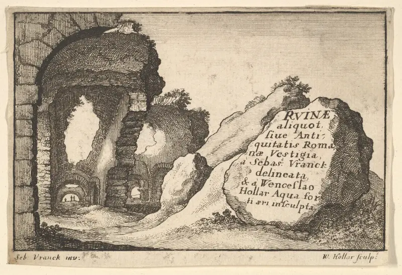 Title plate, from "Roman Ruins" Wall Art by Wenceslaus Hollar - High-Resolution Digital Print
