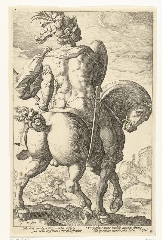 Titus Manlius te paard Wall Art by Hendrick Goltzius - High-Resolution Digital Print